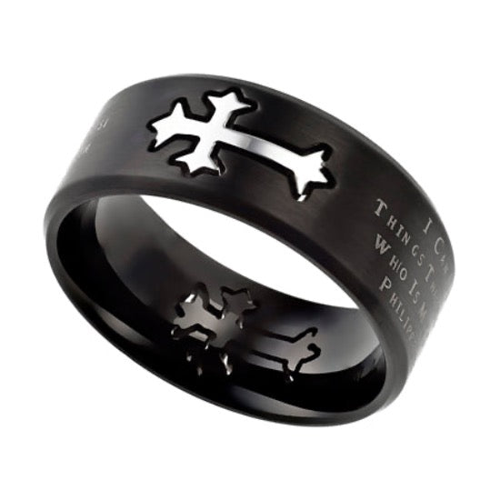 Ring Size 9 (Neo CMS BLK 9) Men's Black Neo Ring Phil 4:13