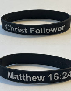 Wristband Silicone Christ Follower Matthew 16:24 (pack of 20)