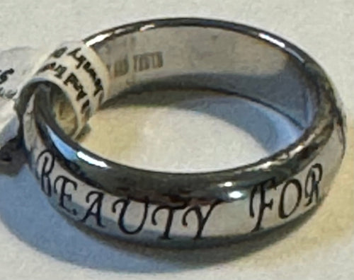 Ring (REF ASHES 9) Beauty For Ashes Isa 61:3 w/Cross Size 9