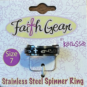 Ring Size 7 Faith Gear Stainless Steel Spinner Ring Ladies 2-Ring Set