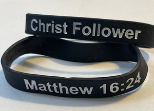 Wristband Silicone Christ Follower Matthew 16:24 (pack of 20)