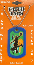 Faith Dog Tag Know Jesus, Jesus Strong, Leave No Man Behind, Hoops (set of 4)