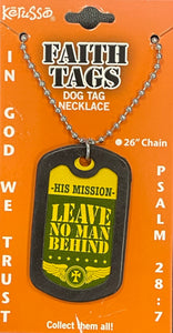 Faith Dog Tag Leave No Man Behind, Camo Cross, Jesus Strong (set of 3) + Dog Tag Key Chain NOTW