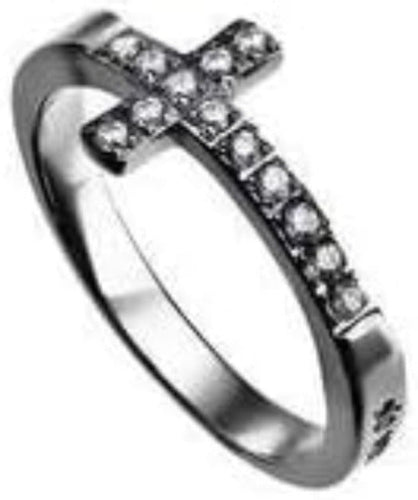 Ring Size 6 (SW Cross Blvd 6) Stainless Steel Sideways Cross I Am My Beloved's Sol 6:3