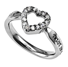 Ring Size 6 (CZO Trust 6) CZ Open Heart Stainless Steel Christian Womens Proverbs 3:5-6