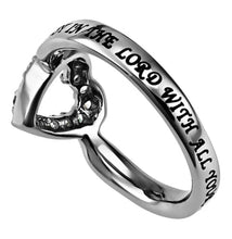 Ring Size 6 (CZO Trust 6) CZ Open Heart Stainless Steel Christian Womens Proverbs 3:5-6